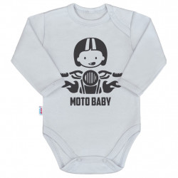 NEW BABY Body s potlačou New Baby Moto baby sivé