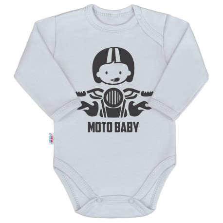 NEW BABY Body s potlačou New Baby Moto baby sivé