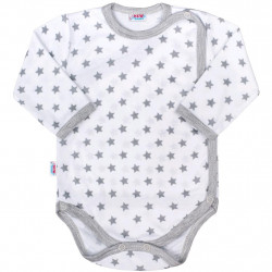 NEW BABY Dojčenské body celorozopínacie New Baby Classic II sivé s hviezdičkami