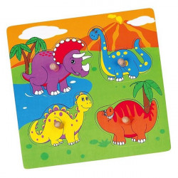 Viga Drevené puzzle s úchytmi pre najmenších Viga Dino