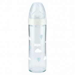 NUK Sklenená dojčenská fľaša NUK New Classic 240 ml white