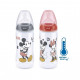 NUK Dojčenská fľaša na učenie NUK Disney Mickey s kontrolou teploty 300 ml červená