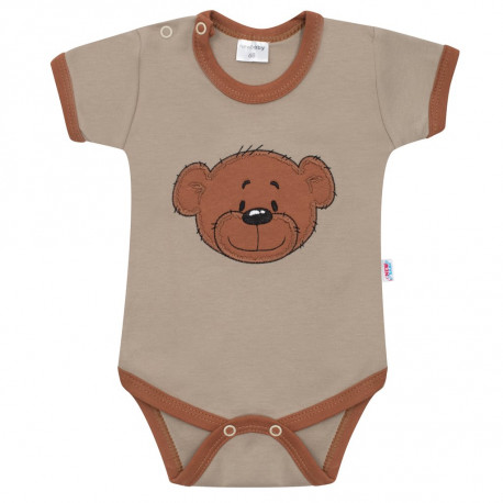 NEW BABY Dojčenské bavlnené body s krátkym rukávom New Baby BrumBrum latte brown