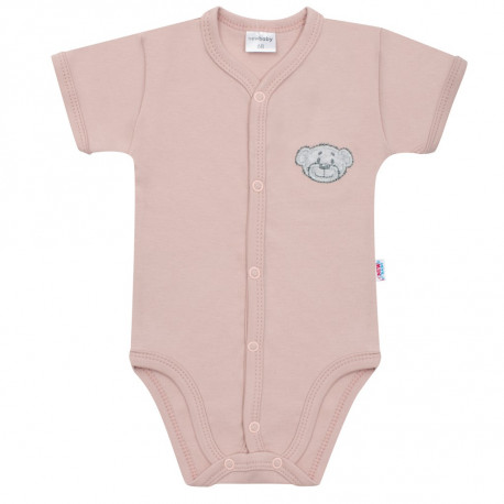 NEW BABY Dojčenské bavlnené celorozopínacie body New Baby BrumBrum old pink