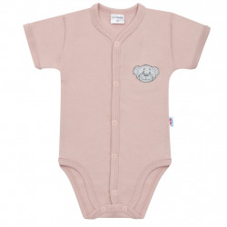 NEW BABY Dojčenské bavlnené celorozopínacie body New Baby BrumBrum old pink