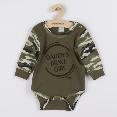 NEW BABY Dojčenské body s dlhým rukávom New Baby Army girl