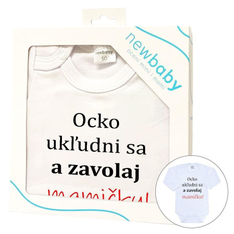 NEW BABY Body s potlačou New Baby a zavolaj MAMIČKU! - darčekové balenie