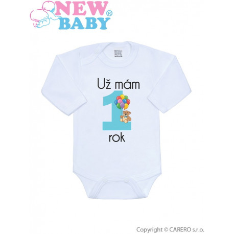 NEW BABY Body s potlačou New Baby Už mám 1 rok modré